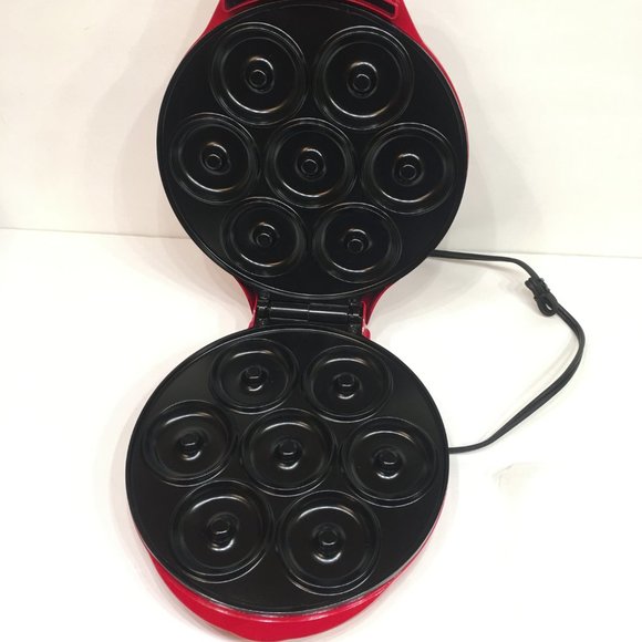 Mini Donut Maker Non Stick Red Bella Cucina Original Box Recipes NEW open box - Picture 9 of 12